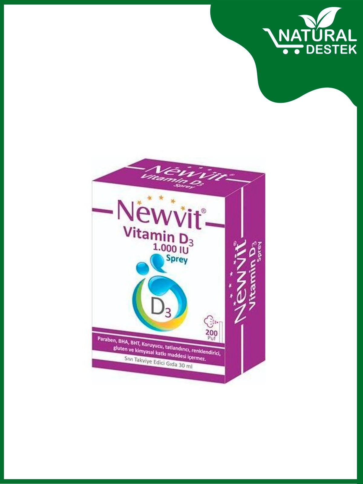 Natural Destek - Newvit Vitamin D3 1000 Iu Sprey Natural Destek - Newvit Vitamin D3 1000 Iu Sprey